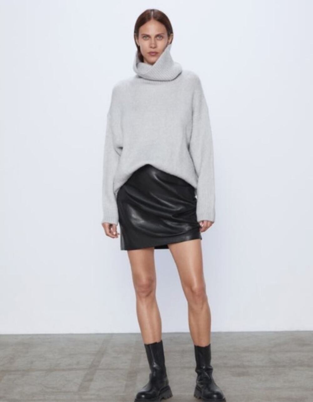 Zara Heather Gray Oversized Turtleneck Sweater Dress – Size Small